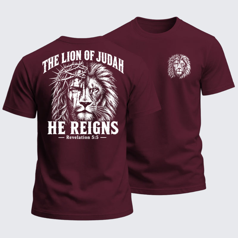 Heavyweight Cotton Tee - The Lion of Judah – He Reigns