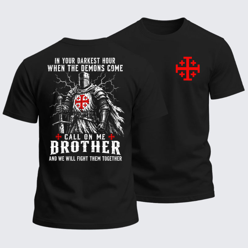 Heavyweight Cotton Tee --Call On Me Brother – Knights of Faith