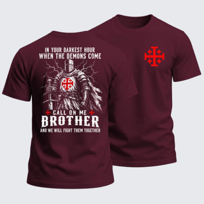 Heavyweight Cotton Tee --Call On Me Brother – Knights of Faith