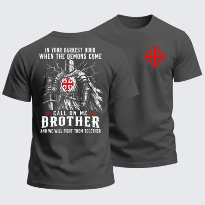 Heavyweight Cotton Tee --Call On Me Brother – Knights of Faith