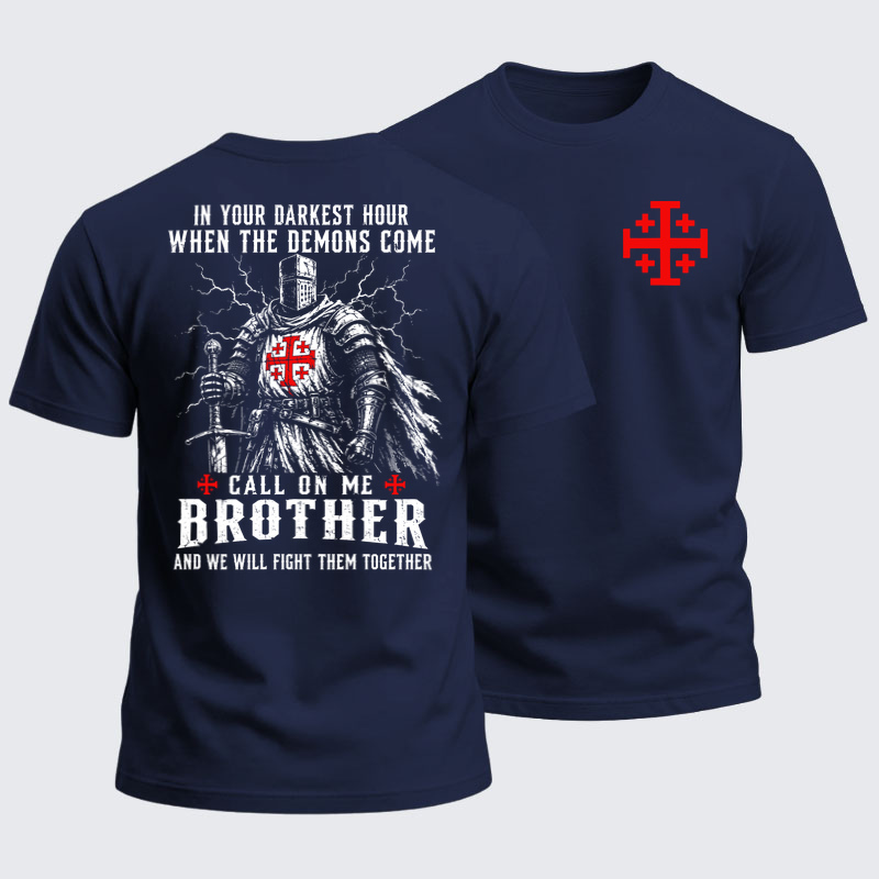 Heavyweight Cotton Tee --Call On Me Brother – Knights of Faith