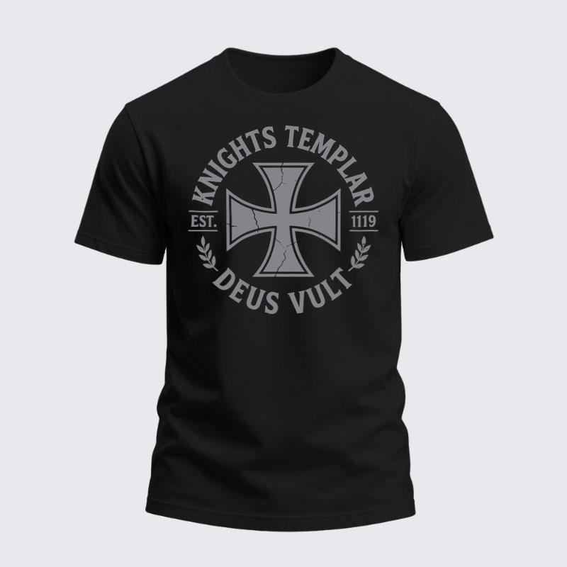 Heavyweight Cotton Tee - Knights Templar Deus Vult