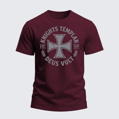 Heavyweight Cotton Tee - Knights Templar Deus Vult