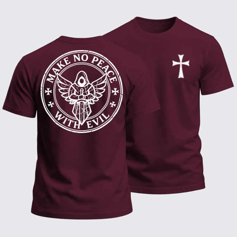Heavyweight Cotton Tee - Make No Peace with Evil Knight Templar Jerusalem Cross