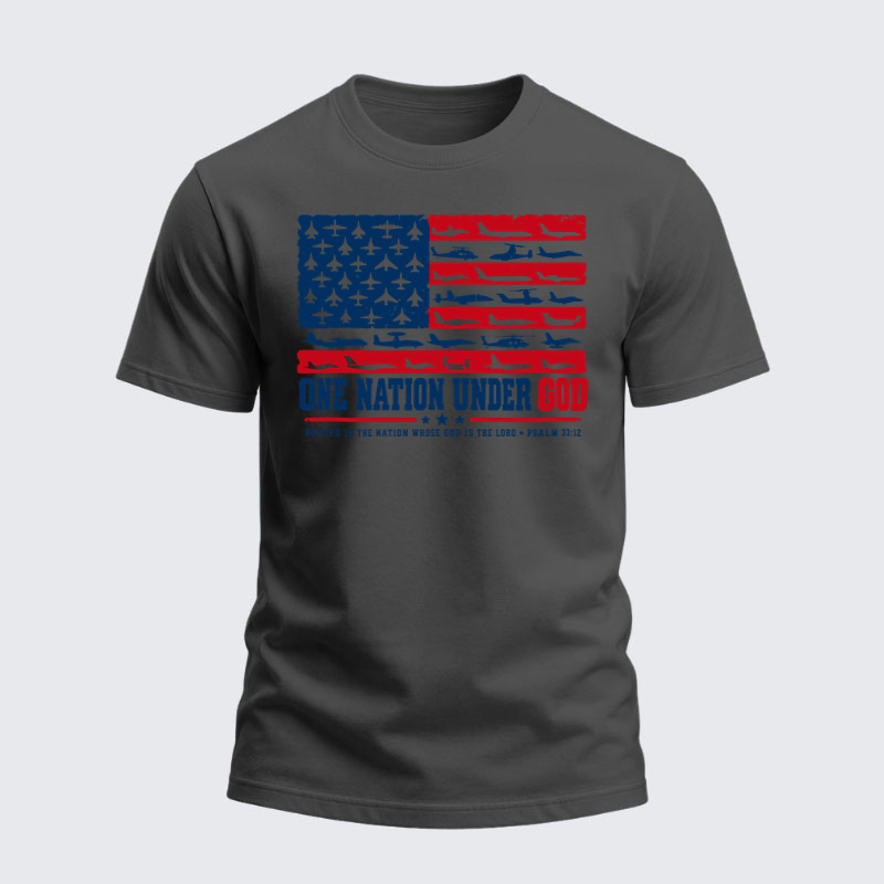 Heavyweight Cotton Tee - One Nation Under God – Psalm 33:12