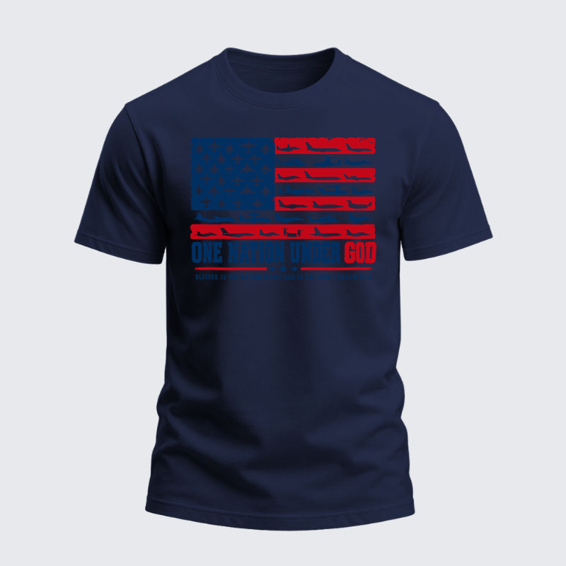 Heavyweight Cotton Tee - One Nation Under God – Psalm 33:12