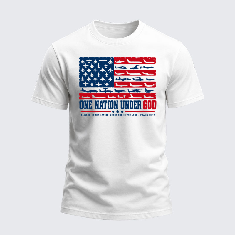 Heavyweight Cotton Tee - One Nation Under God – Psalm 33:12