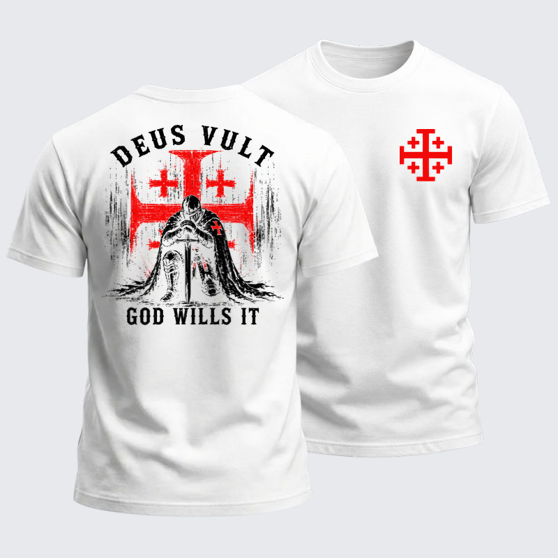 Heavyweight Cotton Tee -Knights Templar Deus Vult