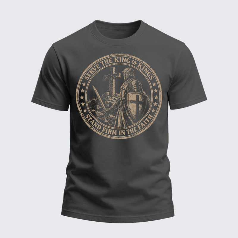 Heavyweight Cotton Tee - Make No Peace with Evil Jerusalem Cross United States Flag