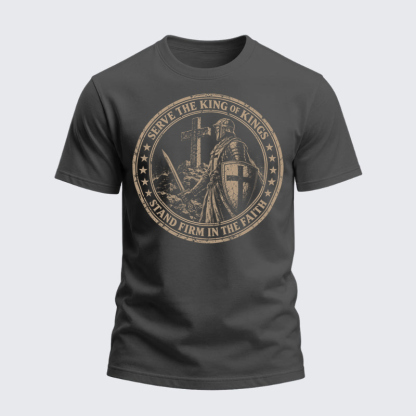 Heavyweight Cotton Tee -Serve The King Of Kings，Stand Firm In The Faith