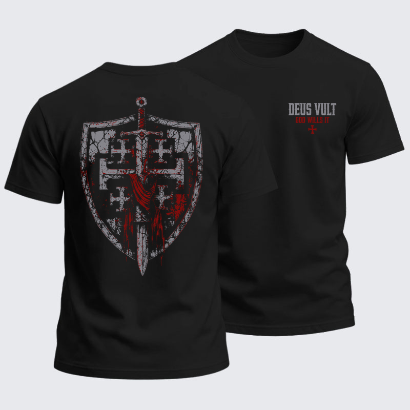 Heavyweight Cotton Tee -Deus Vult: God Wills It