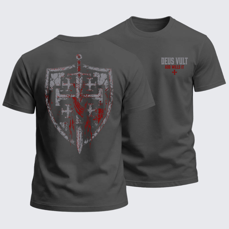 Heavyweight Cotton Tee -Deus Vult: God Wills It