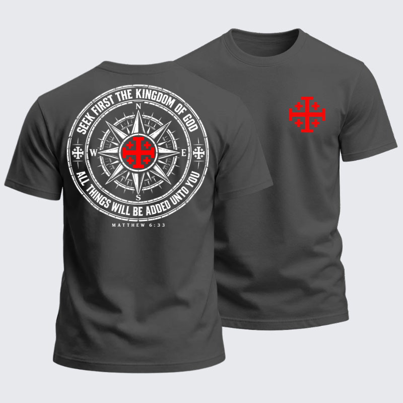 Heavyweight Cotton Tee - Make No Peace with Evil Jerusalem Cross United States Flag
