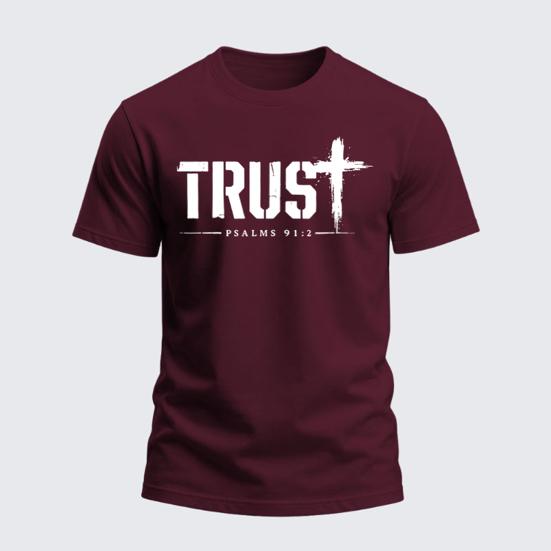 Heavyweight Cotton Tee -Trust Psalms 91:2