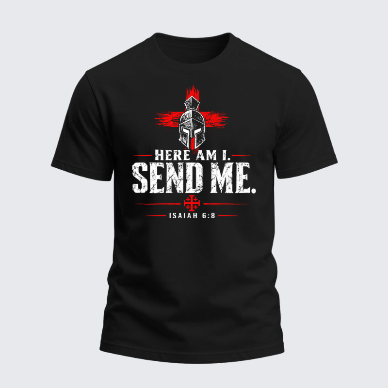 Heavyweight Cotton Tee -Here I Am Send Me