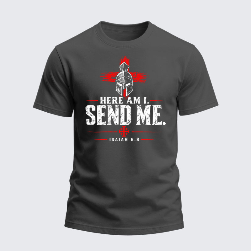 Heavyweight Cotton Tee -Here I Am Send Me