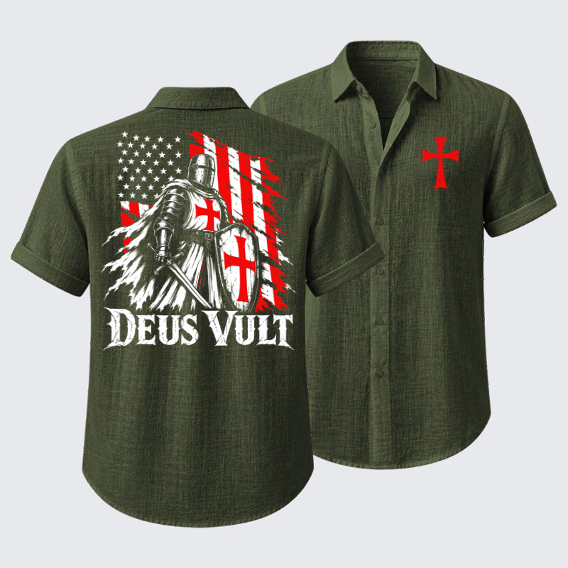 Short Sleeve Casual Shirt - Deus Vult – American Crusader Christian Knight