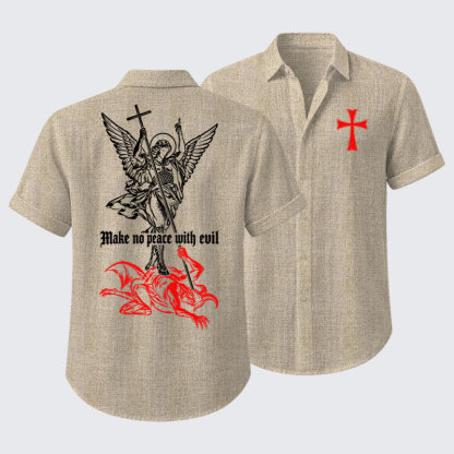 Short Sleeve Casual Shirt - Make No Peace with Evil – Saint Michael