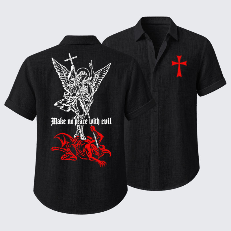 Short Sleeve Casual Shirt - Make No Peace with Evil – Saint Michael