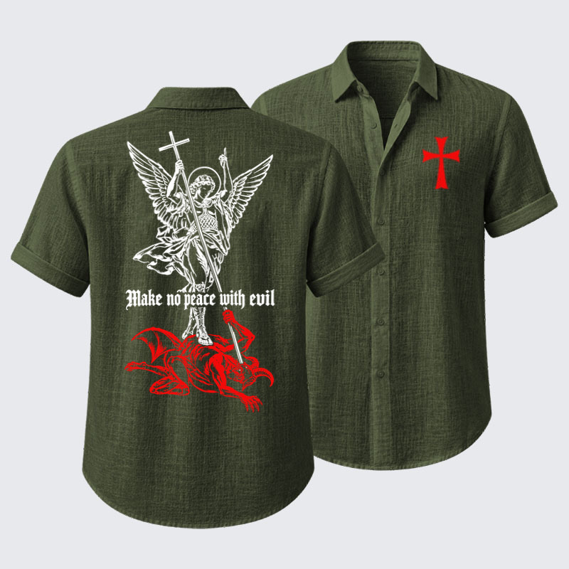 Short Sleeve Casual Shirt - Make No Peace with Evil – Saint Michael