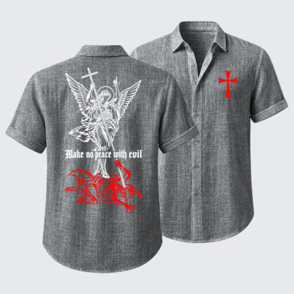 Short Sleeve Casual Shirt - Make No Peace with Evil – Saint Michael