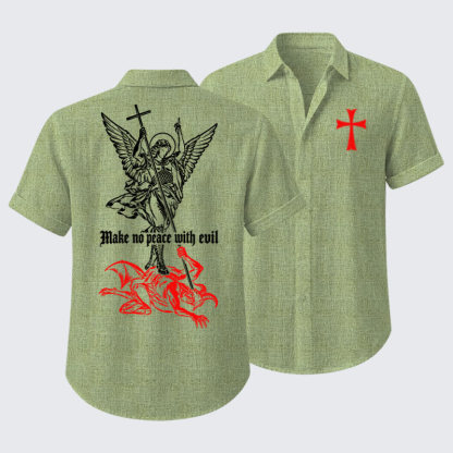 Short Sleeve Casual Shirt - Make No Peace with Evil – Saint Michael