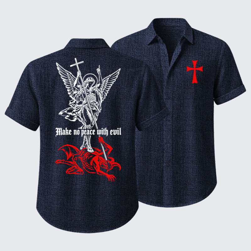 Short Sleeve Casual Shirt - Make No Peace with Evil – Saint Michael