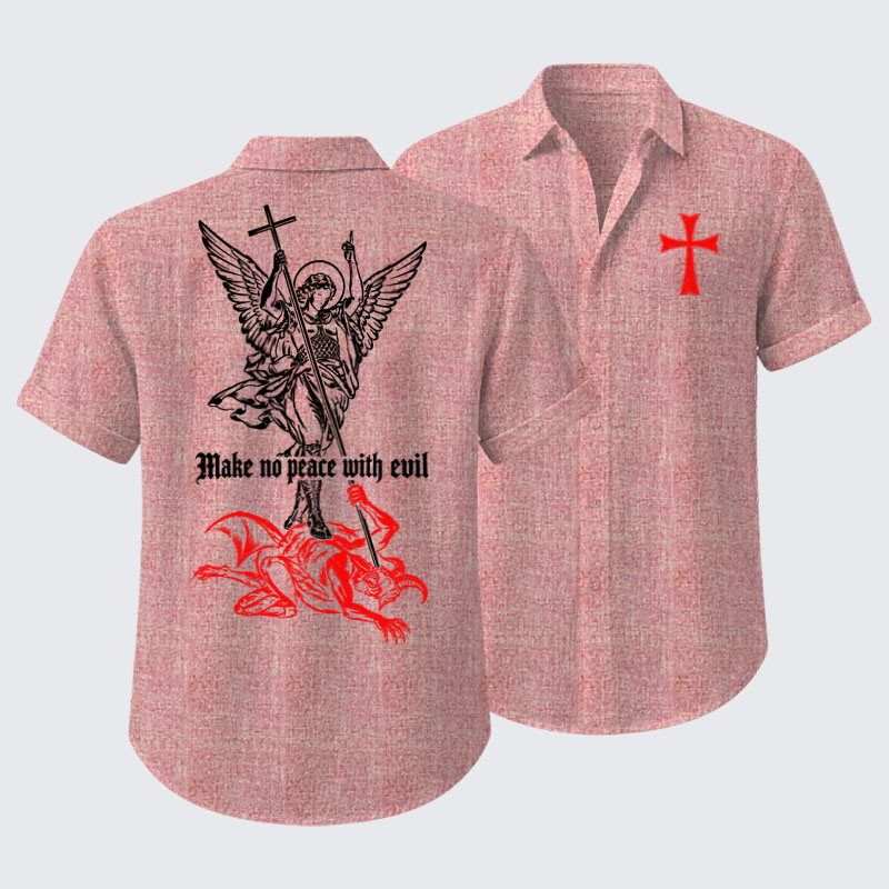 Short Sleeve Casual Shirt - Make No Peace with Evil – Saint Michael