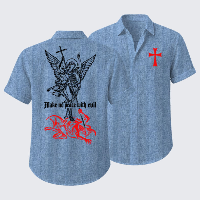 Short Sleeve Casual Shirt - Make No Peace with Evil – Saint Michael