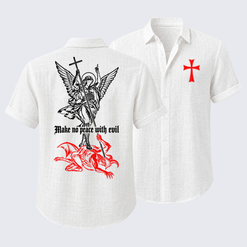 Short Sleeve Casual Shirt - Make No Peace with Evil – Saint Michael