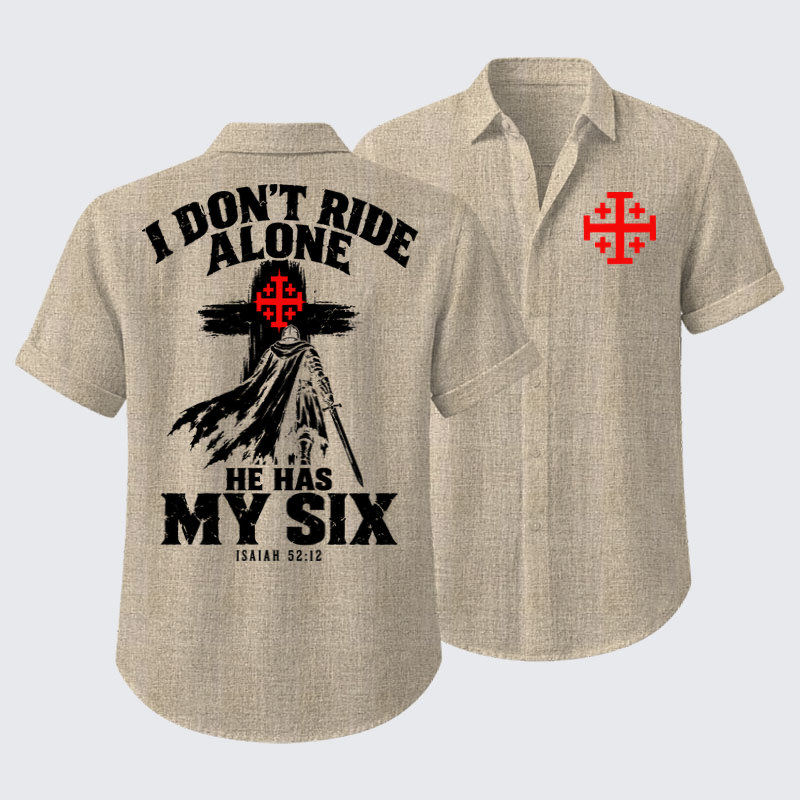 Short Sleeve Casual Shirt - I Don’t Ride Alone – Isaiah 52:12 Christian Warrior