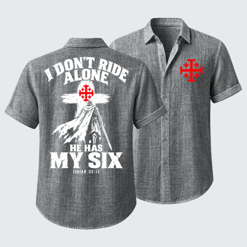 Short Sleeve Casual Shirt - I Don’t Ride Alone – Isaiah 52:12 Christian Warrior