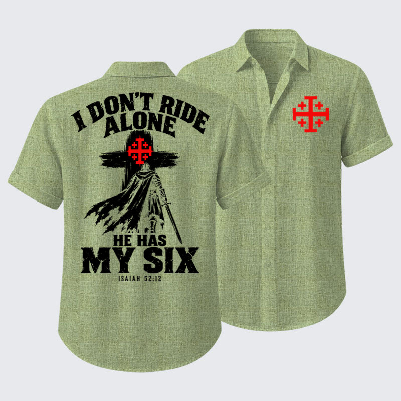 Short Sleeve Casual Shirt - I Don’t Ride Alone – Isaiah 52:12 Christian Warrior