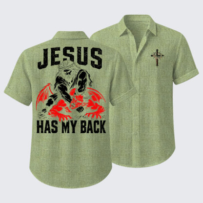 Short Sleeve Casual Shirt - Jesus Has My Back