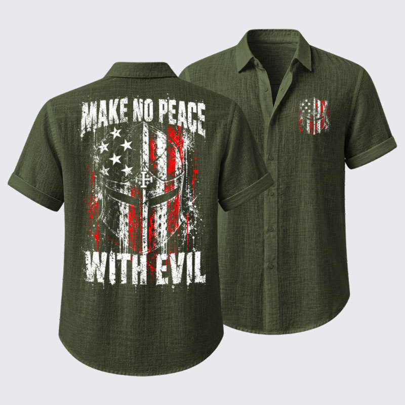 Short Sleeve Casual Shirt - Make No Peace With Evil – Christian Warrior Knight