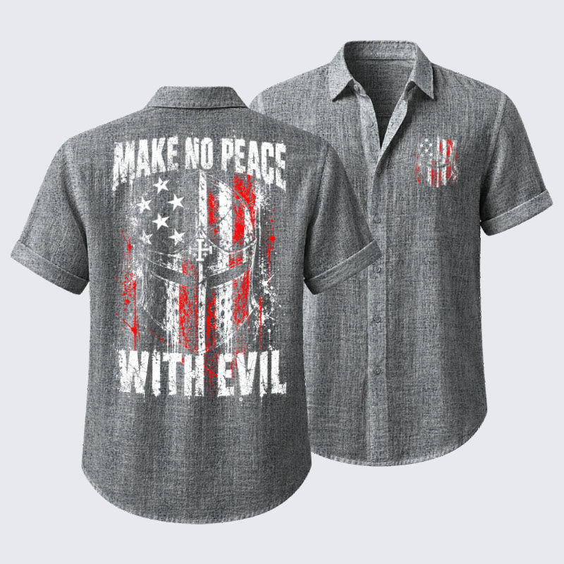 Short Sleeve Casual Shirt - Make No Peace With Evil – Christian Warrior Knight