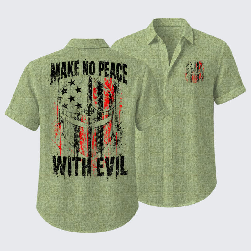 Short Sleeve Casual Shirt - Make No Peace With Evil – Christian Warrior Knight