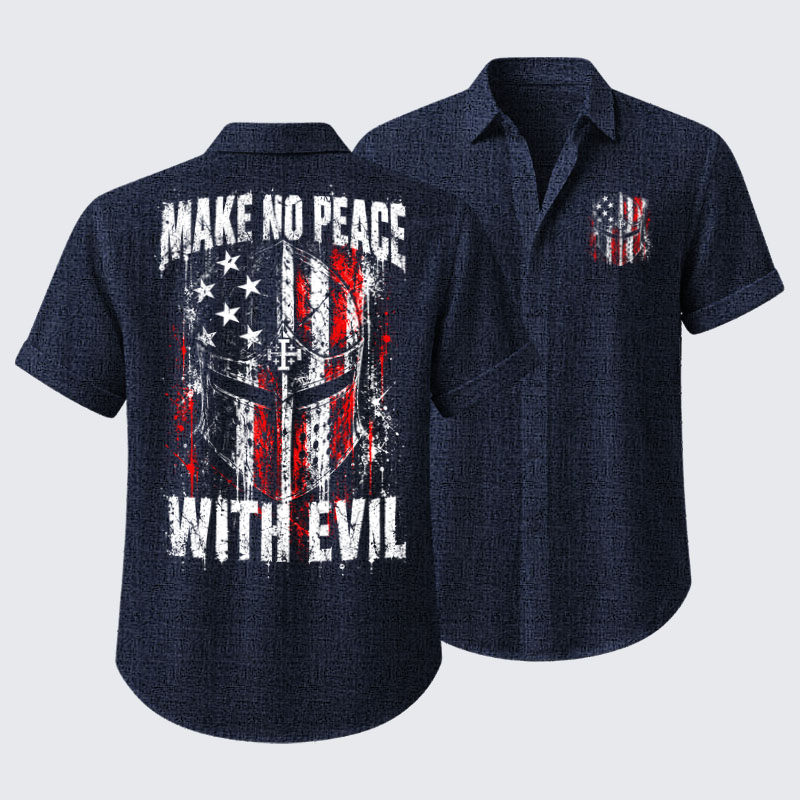 Short Sleeve Casual Shirt - Make No Peace With Evil – Christian Warrior Knight