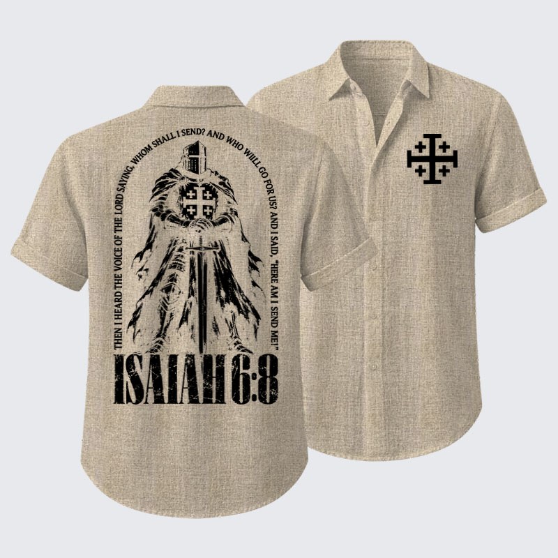 Short Sleeve Casual Shirt - Here I Am Send Me Isaiah 6:8 Christian Warrior