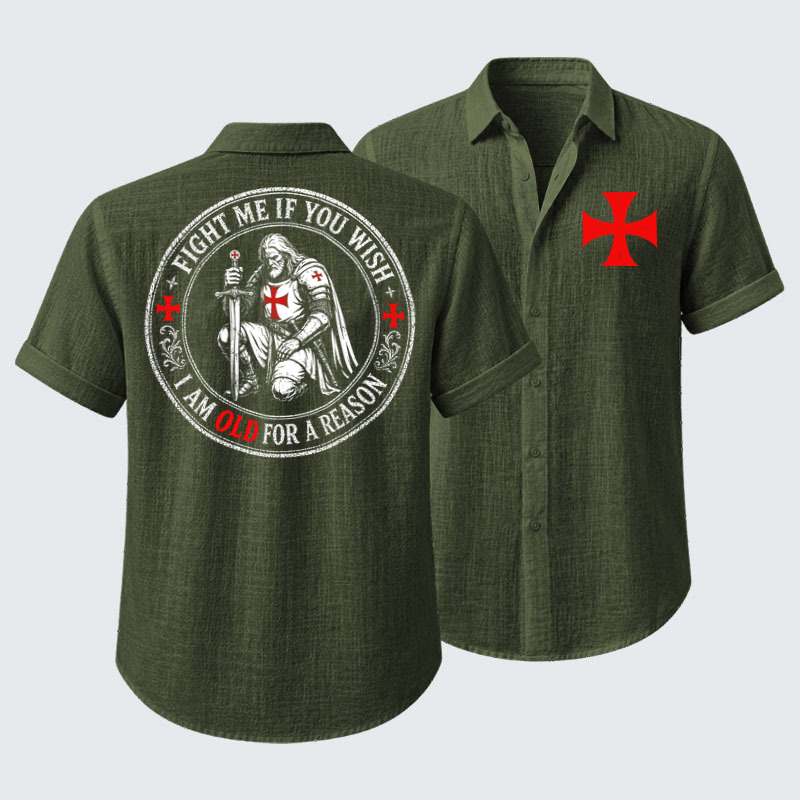 Short Sleeve Casual Shirt - Fight Me If You Wish I Am Old For A Reason