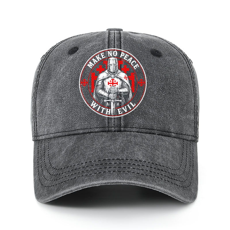 Heritage Washed Cap - Make No Peace with Evil Knight Templar Jerusalem Cross