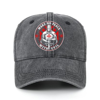 Heritage Washed Cap - Make No Peace with Evil Knight Templar Jerusalem Cross