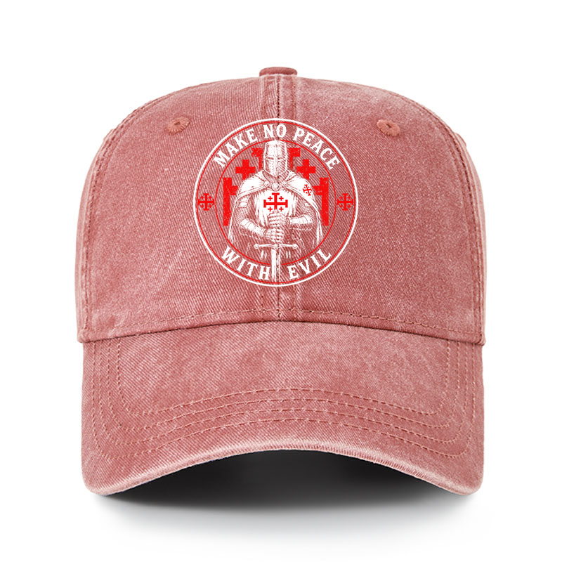 Heritage Washed Cap - Make No Peace with Evil Knight Templar Jerusalem Cross