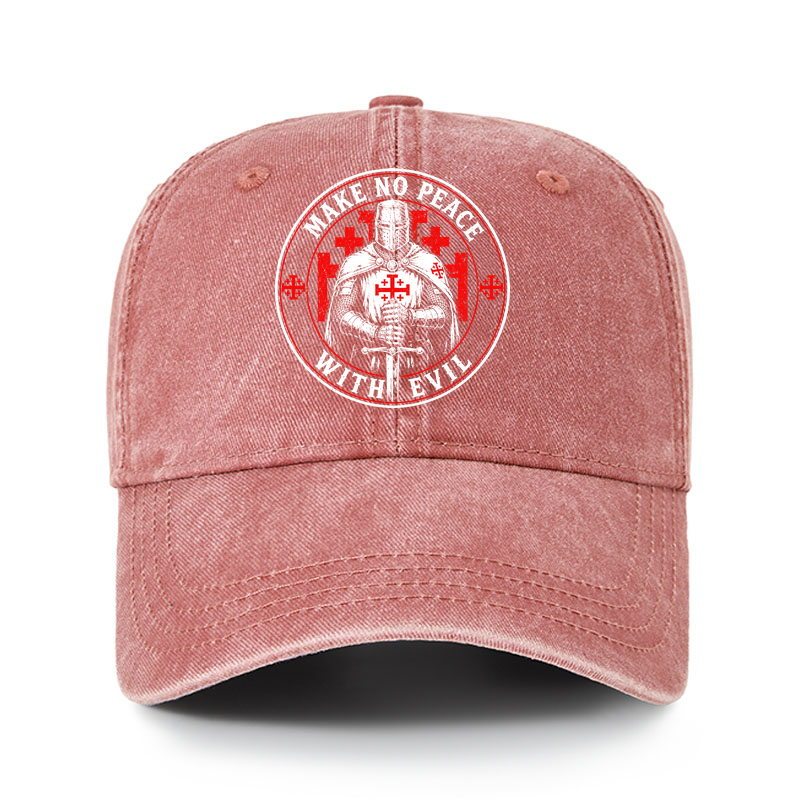 Heritage Washed Cap - Make No Peace with Evil Knight Templar Jerusalem Cross