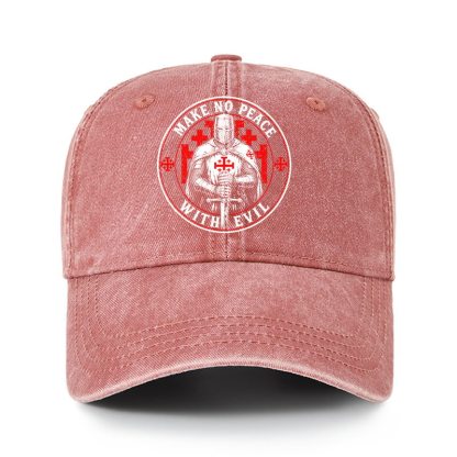Heritage Washed Cap - Make No Peace with Evil Knight Templar Jerusalem Cross