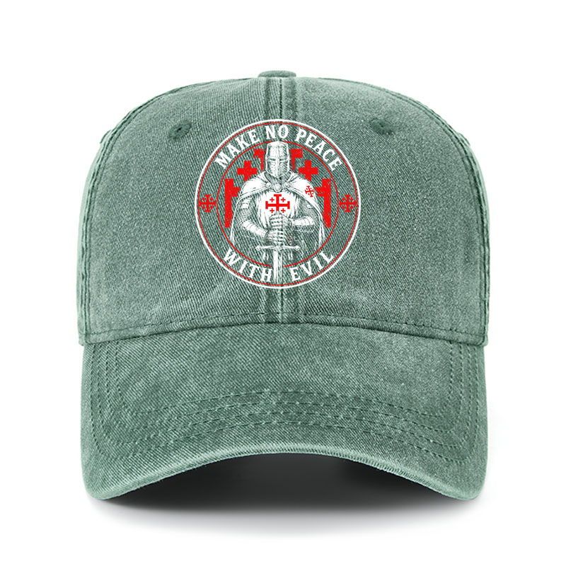 Heritage Washed Cap - Make No Peace with Evil Knight Templar Jerusalem Cross