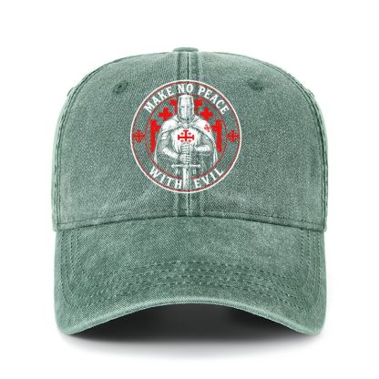 Heritage Washed Cap - Make No Peace with Evil Knight Templar Jerusalem Cross