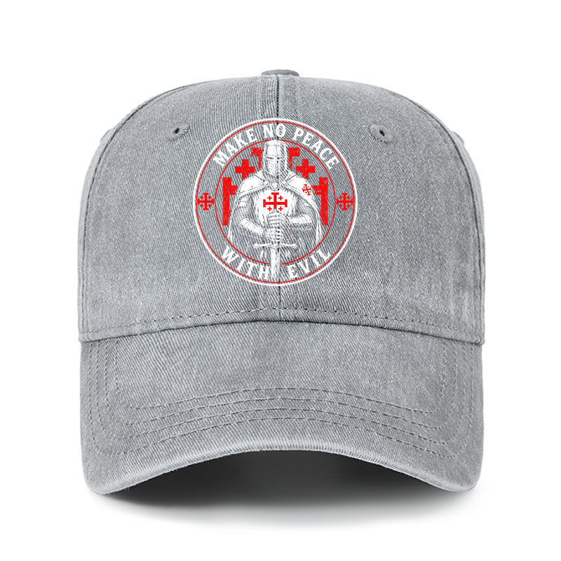 Heritage Washed Cap - Make No Peace with Evil Knight Templar Jerusalem Cross