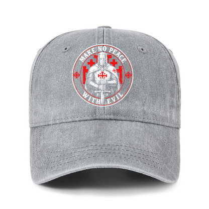 Heritage Washed Cap - Make No Peace with Evil Knight Templar Jerusalem Cross