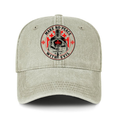 Heritage Washed Cap - Make No Peace with Evil Knight Templar Jerusalem Cross